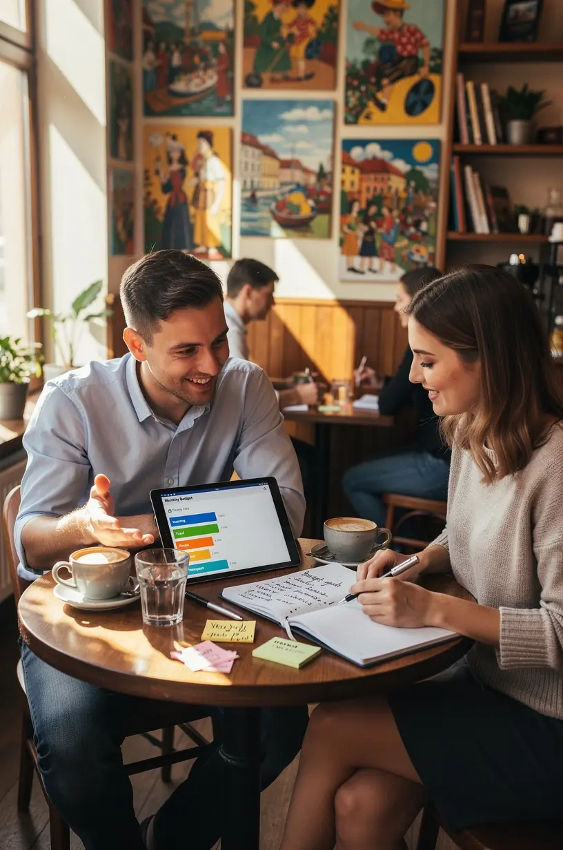 Különböző színű cetlik és jelölők egy átlátható költségvetési rendszer bemutatásához.